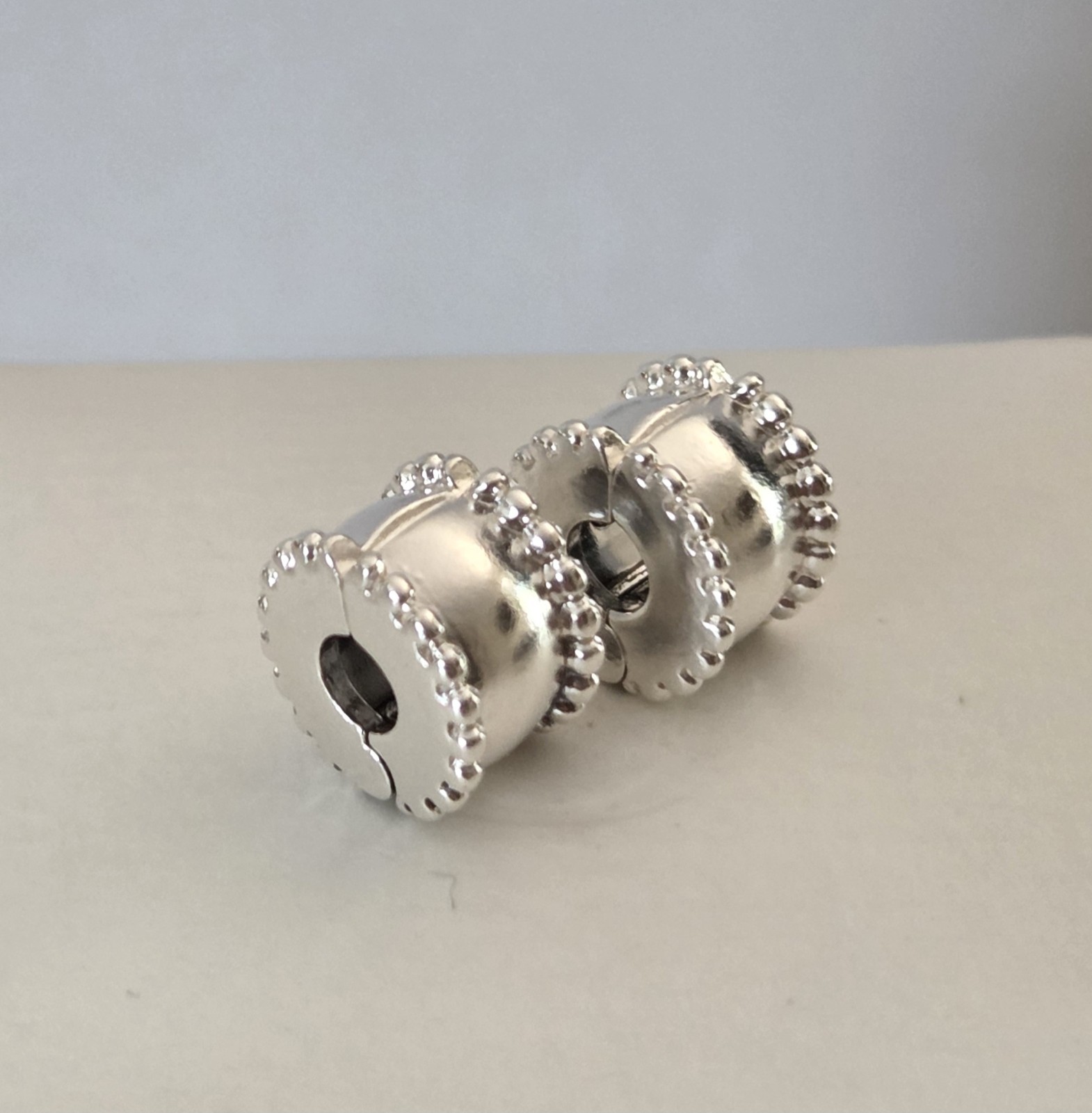 Lot Set 2 Authentic PANDORA Sterling Silver BEVELED CLIPS #790267