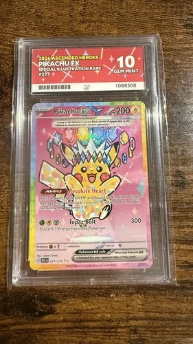 Pikachu EX - 277/217 - Ascended Heros - SIR - ACE 10 Gem Mint