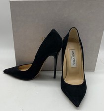Jimmy Choo Womens Black Suede Pointed Toe Patent Heel Pumps sz 37