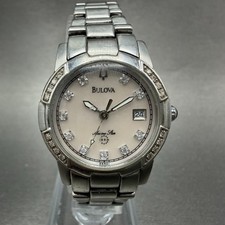 Bulova Marine Star Watch Women 27mm MOP Dial Steel Date Round 96R41 New Battery