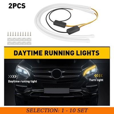 2-20 60cm LED DRL Switchback Tube Light Strip Sequential Amber Flow Turn Signals