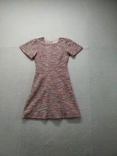 Loft Women Mini Dress 2P Dusty Pink Tweed Short Sleeve Crew Neck Back Zip Party