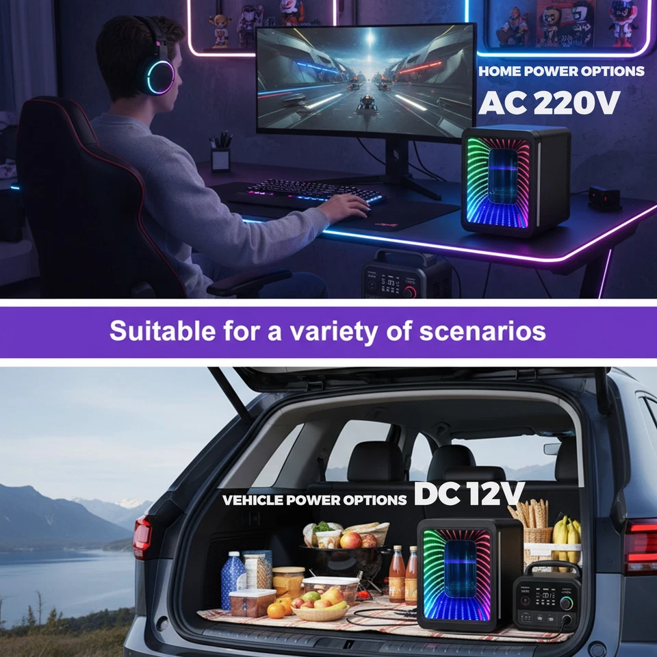 Mini Fridge 4 Liter/6 Cans Portable Small Refrigerator With LED Light AC/DC - image 4 of 4