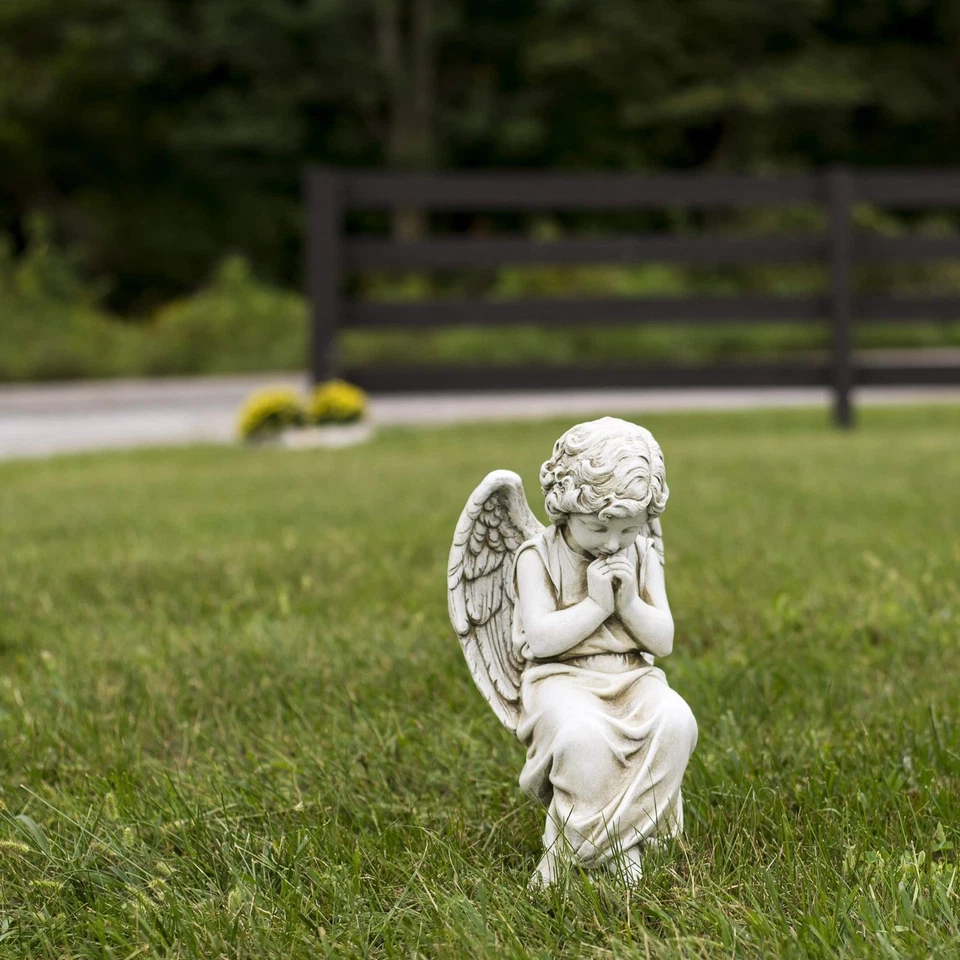 by Roman Inc., Seated Angel ON Pedestal, Garden Collection, Religious Statue,... - Image 2 of 3