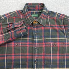 Orvis Shirt Mens Medium Plaid Flannel 100 Cotton Long Sleeve Button Up