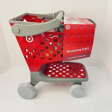 NEW 2024 Target Toy Mini Kids Shopping Cart 12 Pieces , Play Food, Cup Holder