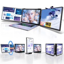 Laptop Screen Extender Monitor Portable - 2.5K Triple Laptop Screen Extender,...