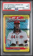 2024 Bowman Chrome Mega Box My 1st Bowman Elly De La Cruz #2 Yellow Ref PSA 9