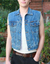 Vintage 80s Calvin Klein CK Jeans L Trucker Denim Vest Blue Made In USA