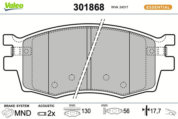 Valeo Bremsbelagsatz Scheibenbremse Essential 301868 FüR Accent Hyundai KIA 3 MC-image
