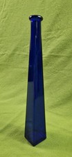 Vintage Cobalt Blue Glass Pyramid Shaped Tall Bottle.H-32cm.