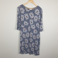 White Stuff Dress Womens 16 Blue Floral Jersey Shift Boho Everyday Style