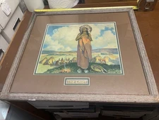 Santa Fe Railway "The Chief” Framed Matted Print By E. I. Couse N A