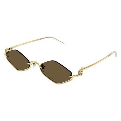 GUCCI GG1604S 002 Gold Brown Lens Rimless Women Sunglasses