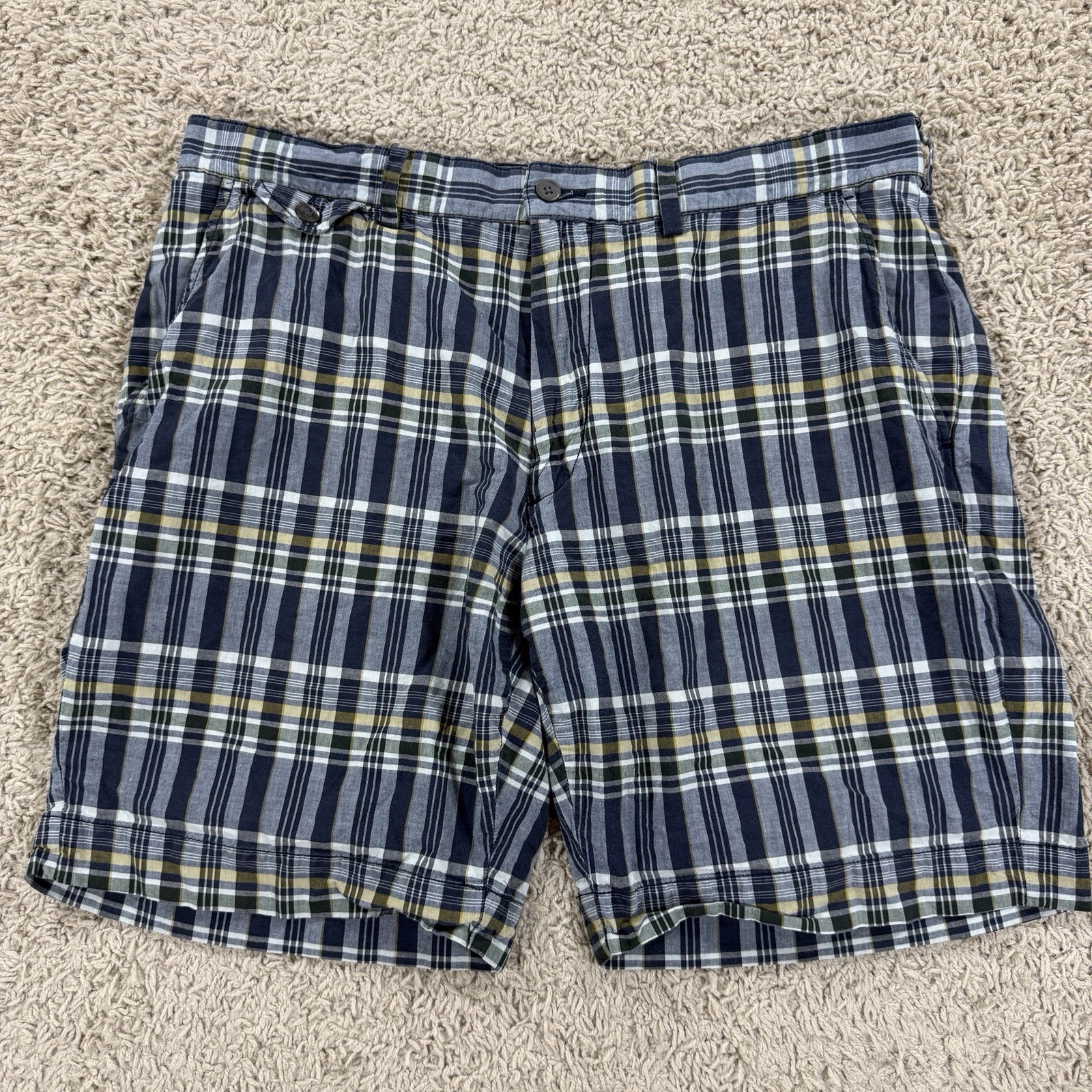 Polo Ralph Lauren Mens Shorts Size 36 Blue Plaid Indian Madras Coastal Vintage