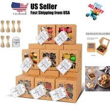 60 Pcs Brown Bakery Boxes with Window Individual Cupcake Boxes 4x4x2.5 Inches...