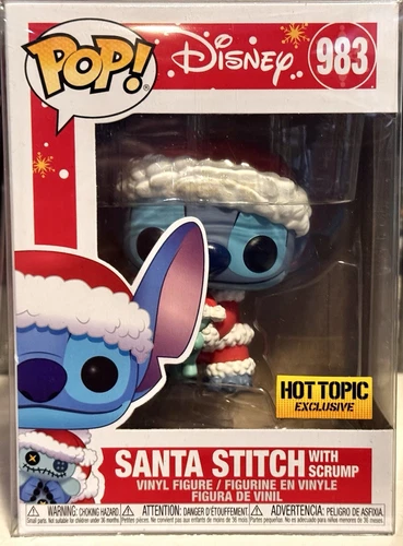 SANTA STITCH w/Scrump 983 Funko Pop DISNEY LILO & STITCH VAULTED HT w/Protector