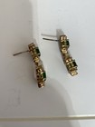 Elegant VTG Faux Emerald & Faux Diamond Dangle Earrings. NO BACKS  — photo 2