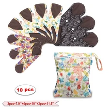 10Pcs Sanitary Pad, Reusable Washable Cloth Menstrual Pads/Panty Liners