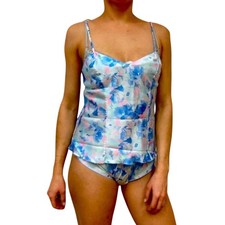 Vintage 1980s Cintrigue Floral Pastel Cami Panty Set