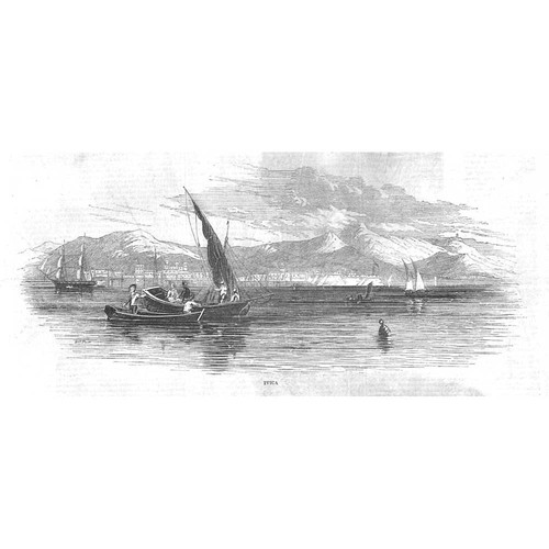 IBIZA View of the Island - Antique Print 1847
