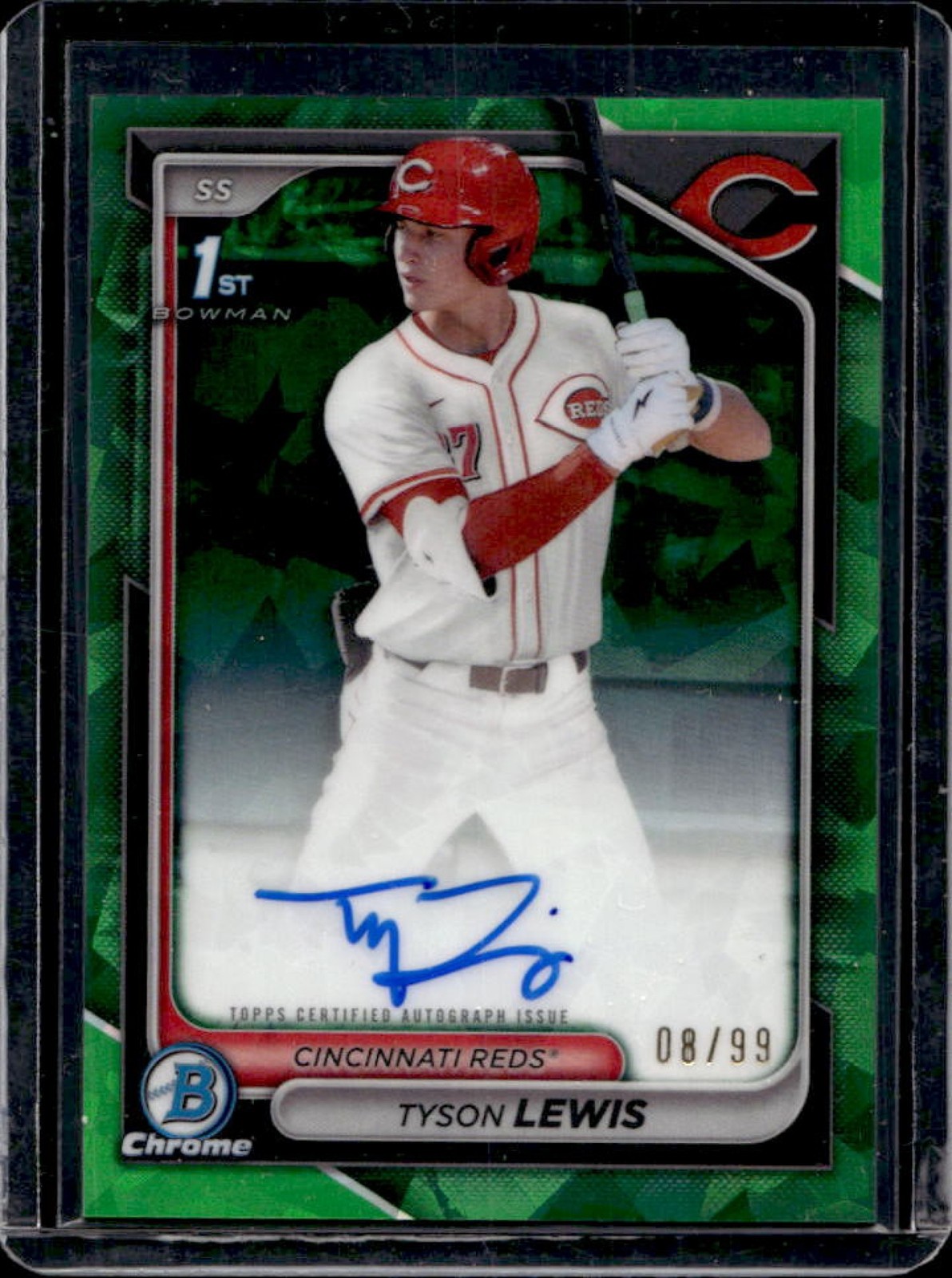 2024 Bowman Draft Sapphire Tyson Lewis Chrome Auto Refractor Green 1st #8/99