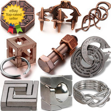 9Pcs Metal Brain Teaser Puzzle Set 3D Steel IQ Logic Unlock Mind Game Toys Set