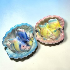 Vintage Iridescent Ceramic Fish in Seashell F...