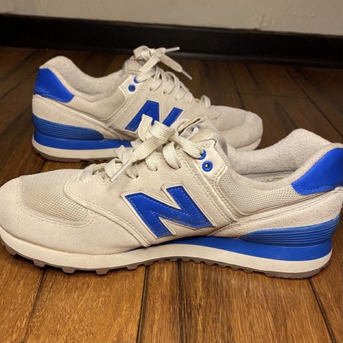 New Balance 574Series Womens 9.5 Sneakers Shoes White Blue Suede Mesh WL574RSB - Picture 10 of 12