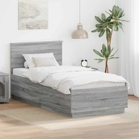 Bettrahmen Mit Kopfteil Sonoma-Grau 70 X 190 Cm Holzwerkstoff