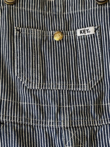 Youth Size 5 Key Striped Denim Overalls Excellent Condition - Picture 3 of 8
