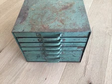 Metal Printers 6 Drawer Cabinet Type Set Letterpress Antique Vintage + 2 Rollers