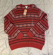 Dockers Knit Sweater Mens Size XXL Crewneck Pullover Red/Black/White NEW W/Tags