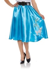 Women's 50s Turquoise Satin Poodle Skirt Costume Medium 8-10