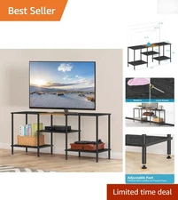 Industrial 50-Inch TV Stand with 3 Tiers & Open Shelves for Stylish Living Rooms