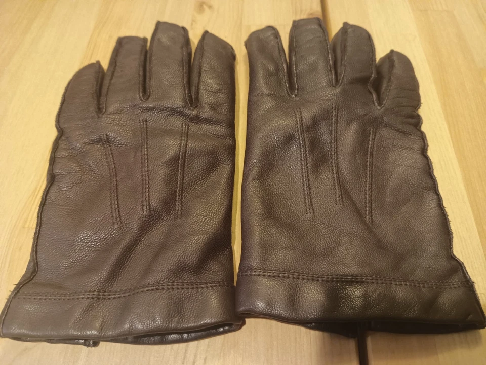 Guantes grandes para dama con forro de cuero de cabra 100 % cachemir Foto 2 de 4