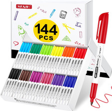 Dry Erase Markers Fine Tip 12 Colors, 144 Pack (12 Dozen) - Pre-Sorted in 12-Com