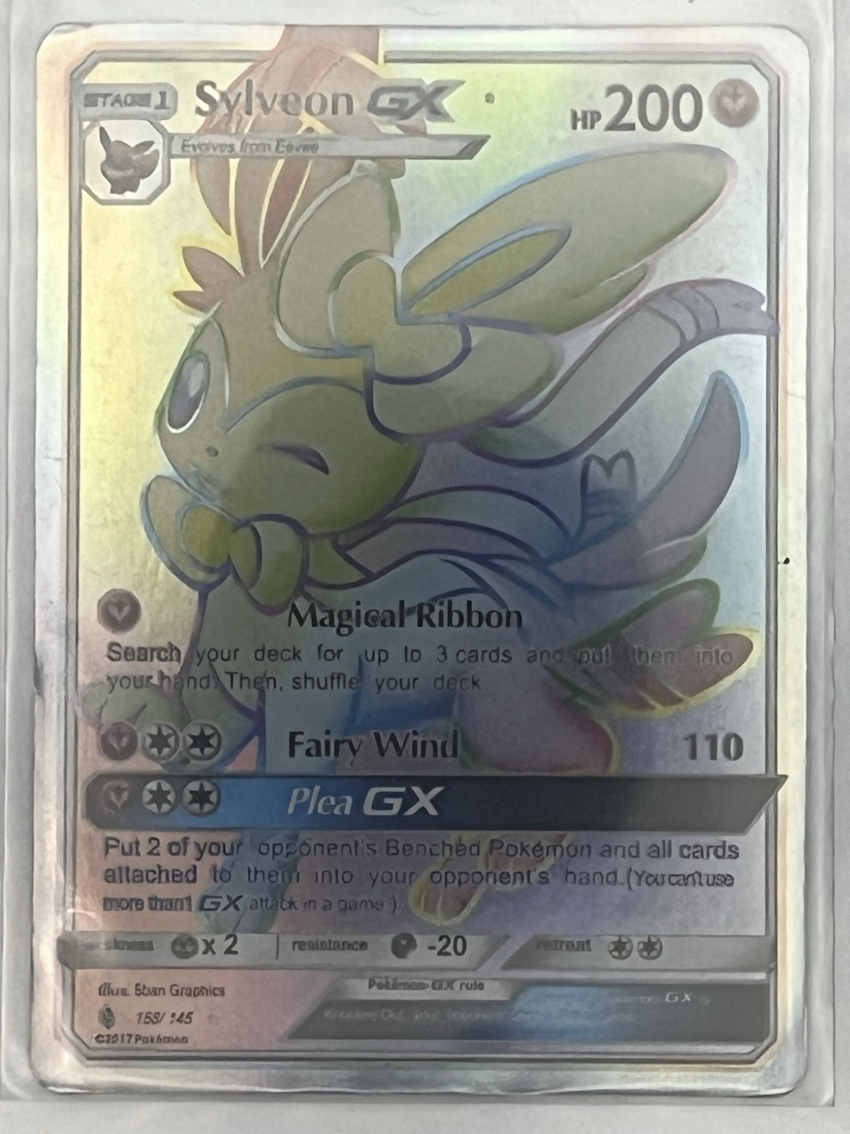 Pokémon TCG Sylveon GX Full Art LP Guardians Rising Sun and Moon 158/145