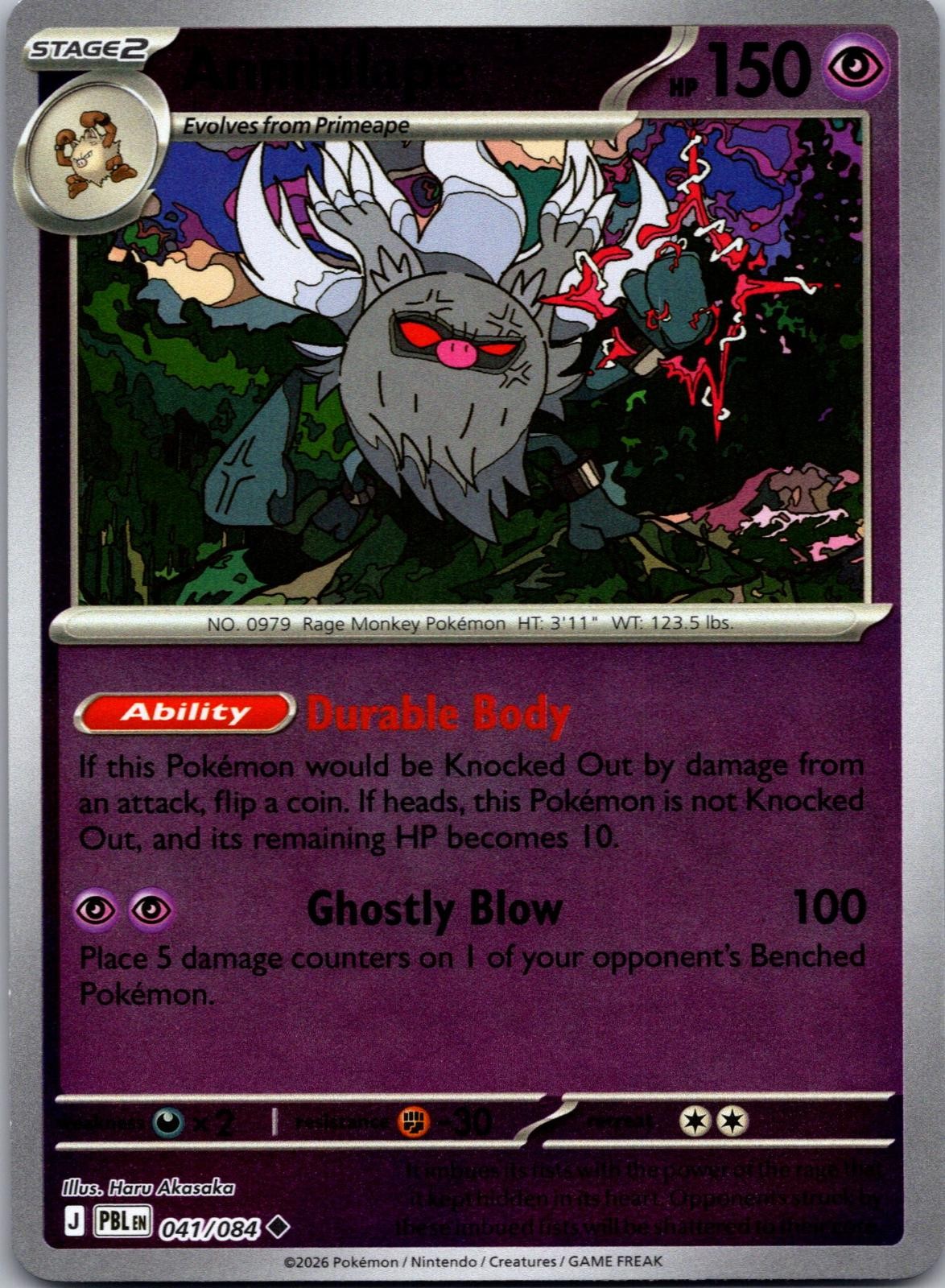 Annihilape Pitch Black Pokemon Uncommon Reverse Holo Near Mint 041/084