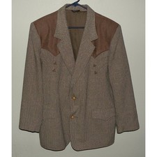 Pioneer Wear Men s 46 Western Jacket Blazer Wool Blend Tan Brown Felt Yoke USA
