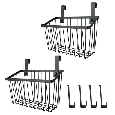 Black Grid Storage Baskets Over Cabinet Door Organizer Wire Hanging Large