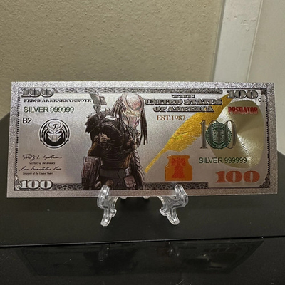 #ad Silver Foil Plated Predator Banknote Collectible – Great Gift $5.98