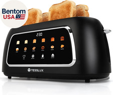 4 Slice Toaster with Touch Screen Control, 1.5" Wide Long Slots, 6 Browning Leve
