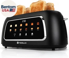 4 Slice Toaster with Touch Screen Control, 1.5" Wide Long Slots, 6 Browning Leve