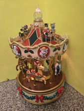VTG Musical Animated Holiday Carousel 12 Songs Merry Go Around