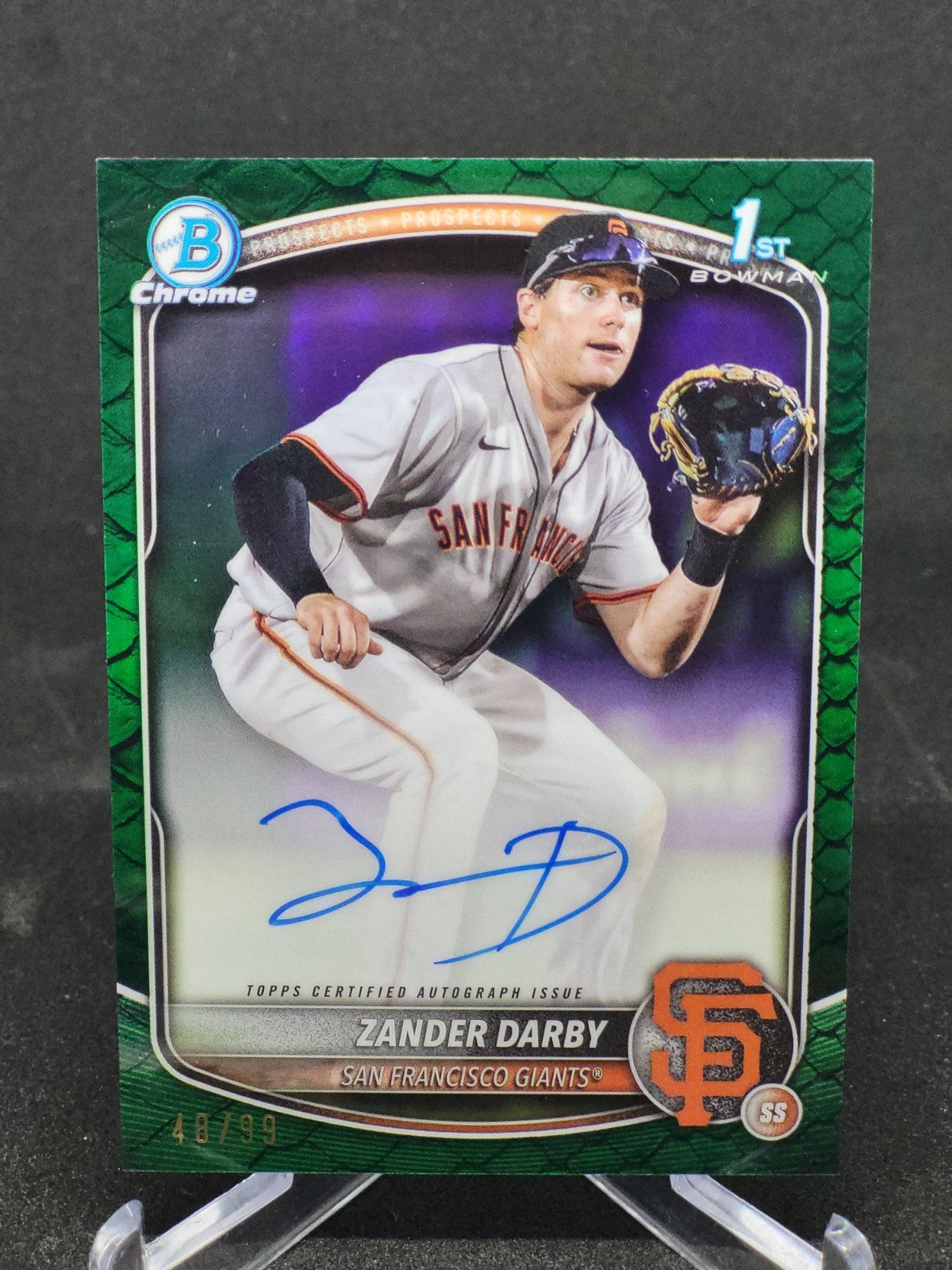 2025 Bowman Chrome Zander Darby #CPA-ZD Green Reptilian /99 1st Bowman Auto