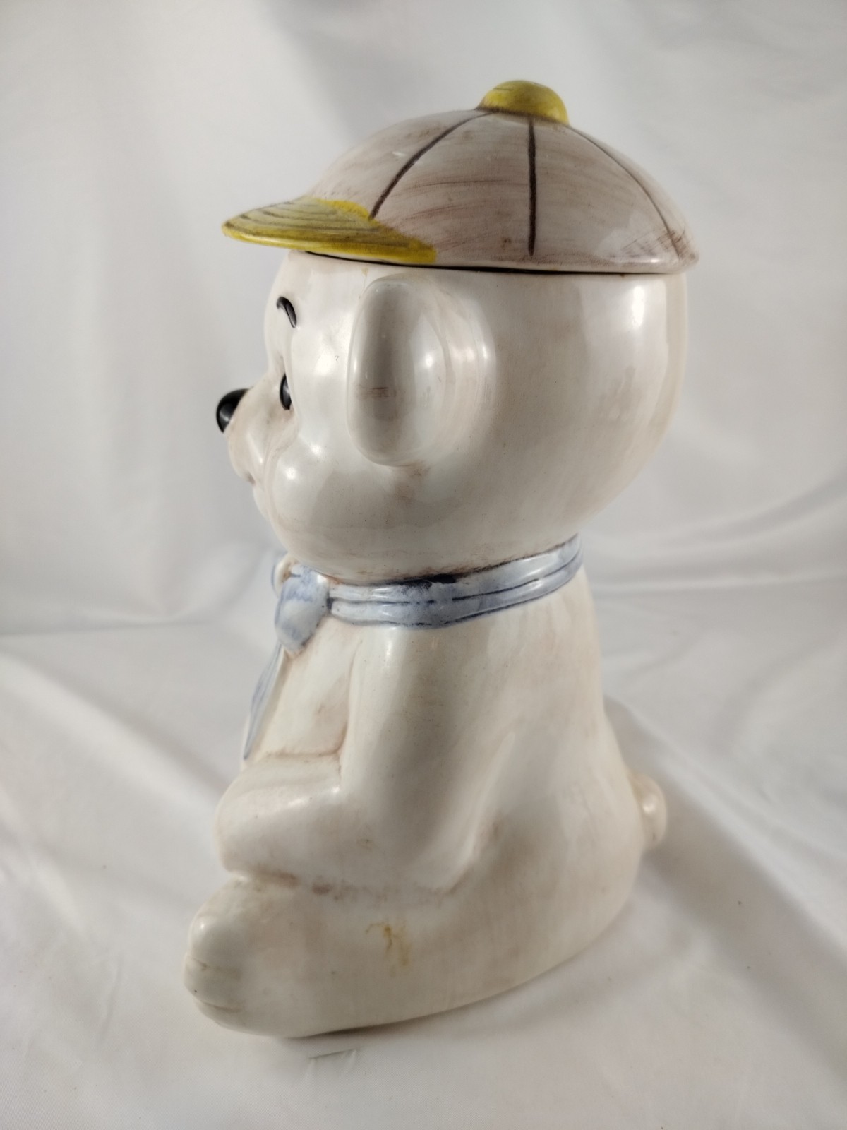 Vintage Treasure Craft Teddy Bear Baseball Cap Cookie Jar 12.5" H, 9"W