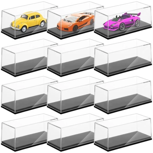 12 Pack Clear Acrylic Display Case for 1/64 Scale Hot Wheels Model Cars Toys - Picture 1 of 7