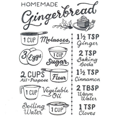 Homemade Gingerbread Recipe White Cotton Dish Tea Towel EMBROIDERED