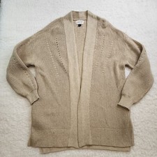 Universal Thread Cardigan L Beige Oversized Cozy Knit 100 Cotton Balloon Sleeve